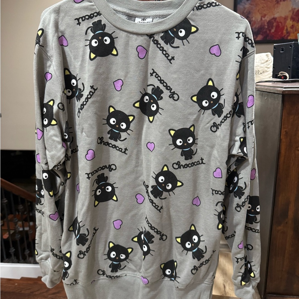 Bioworld Gray Chococat Sweatshirt with Colorful Accents
